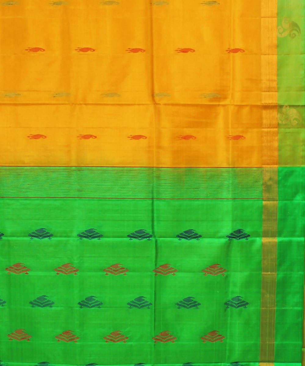 Yellow Orange Karnataka Handloom Silk Saree