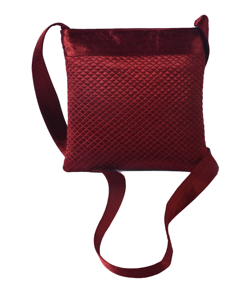 Mashroo maroon hand embroidery cross body sling bag