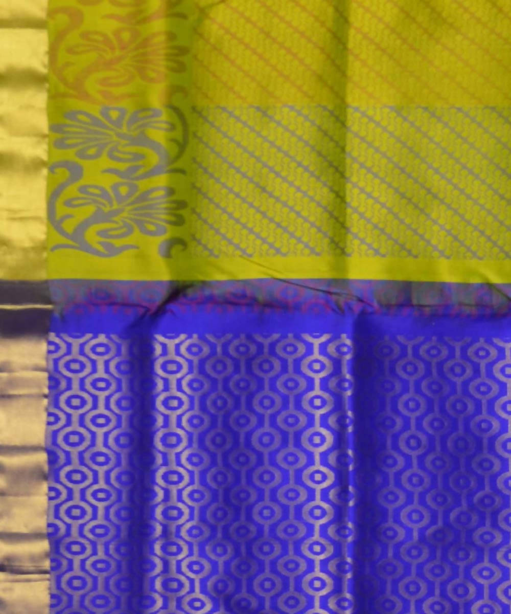 Olive Green Purple Handloom Soft Silk Saree