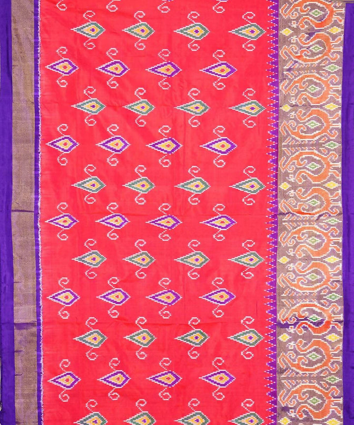 Orange blue handwoven silk pochampally saree
