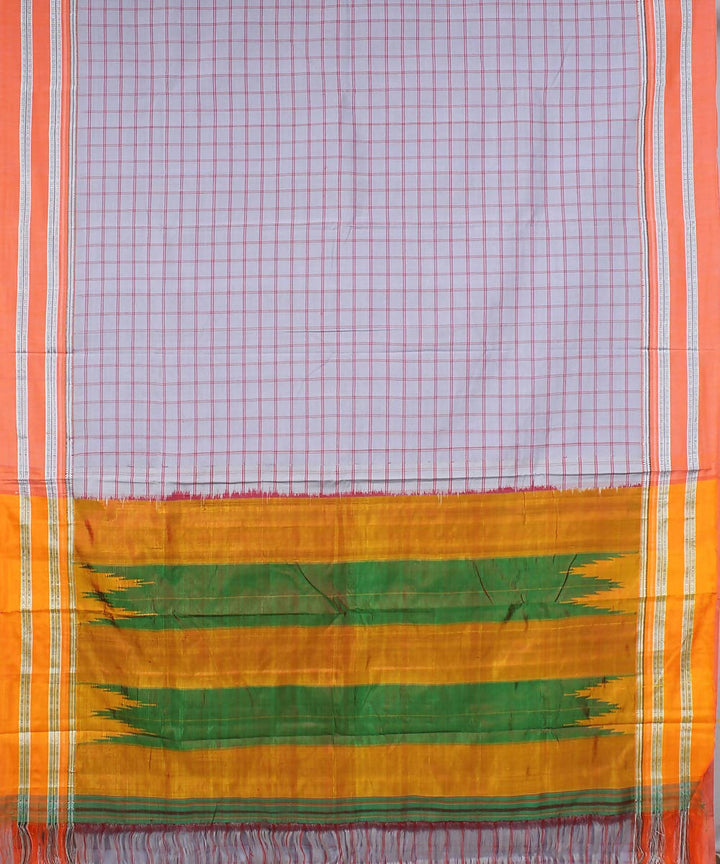 grey red checks handwoven gomi teni border ilkal saree