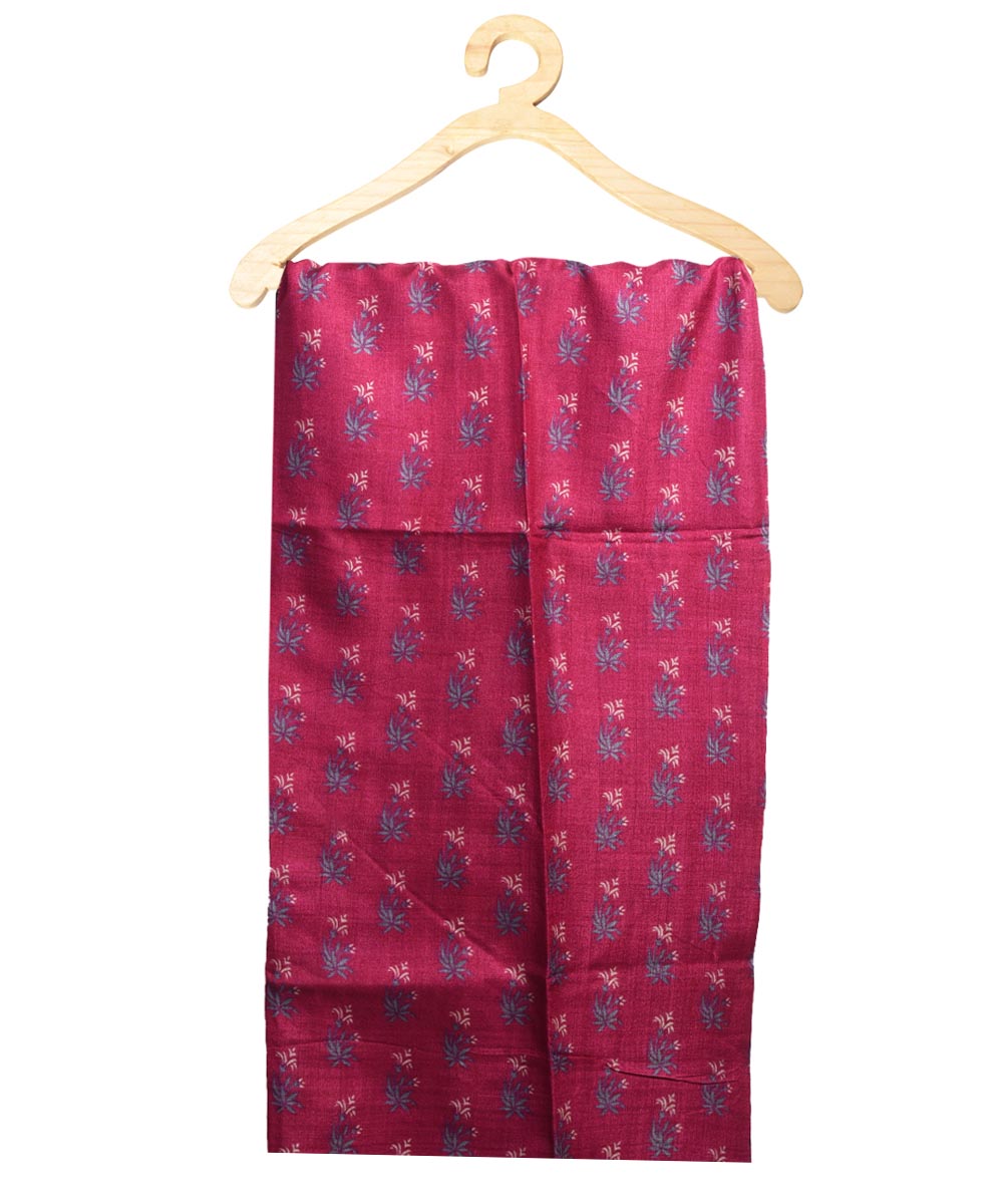 Pink handblock print tussar silk kurta material(2.5m per qty)