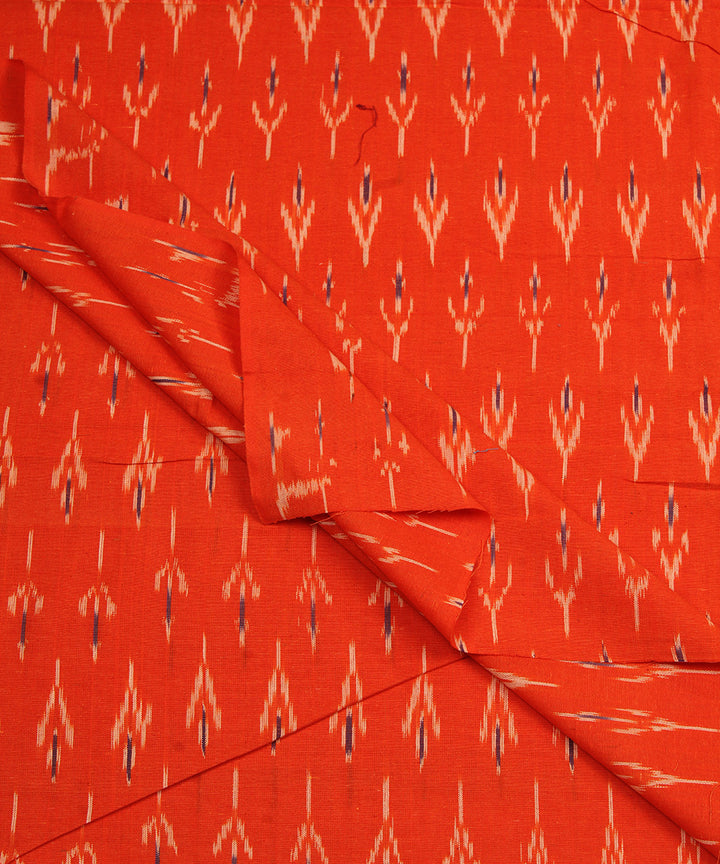 Orange handwoven cotton pochampally ikat fabric