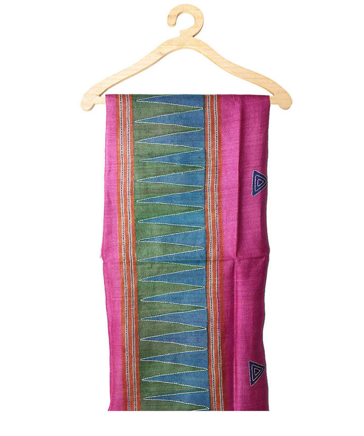 Multicolor handblock print tussar silk kurta material(2.5m per qty)