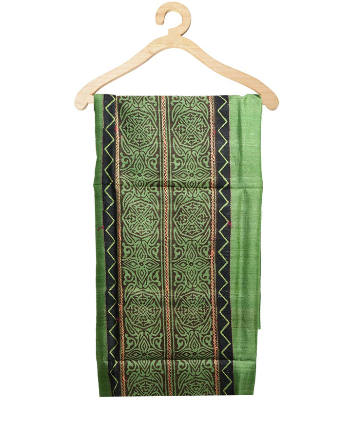 2.5m Green handblock print tussar silk kurta material