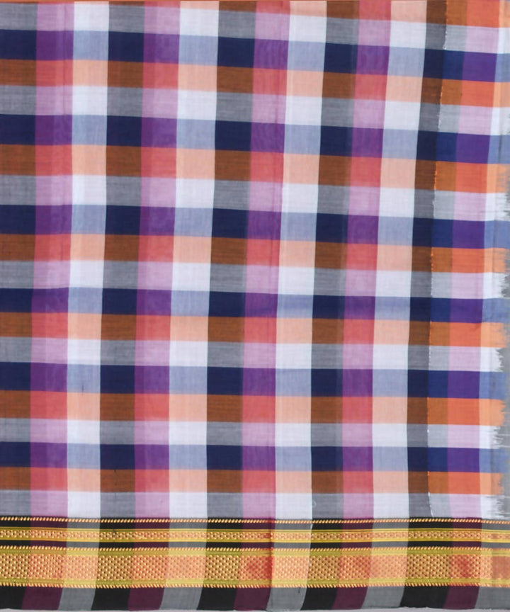 multicolor checks handloom chikki paras border ilkal saree