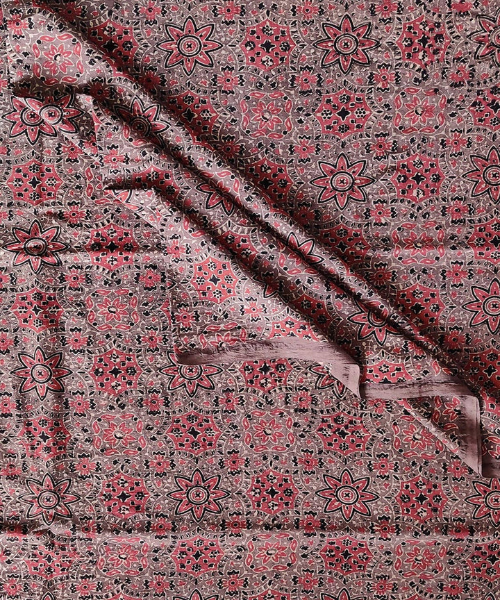 2.5m Black red natural dye handspun handwoven ajrakh kurta material