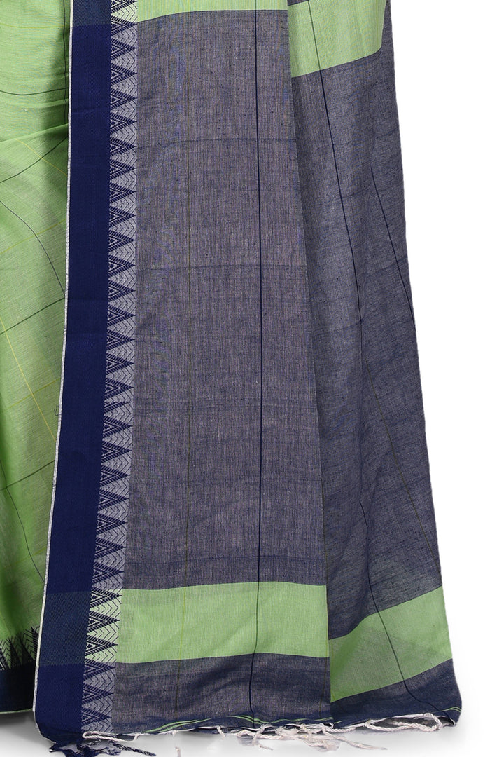 Handwoven Pastel Light Green Bengal Cotton Saree