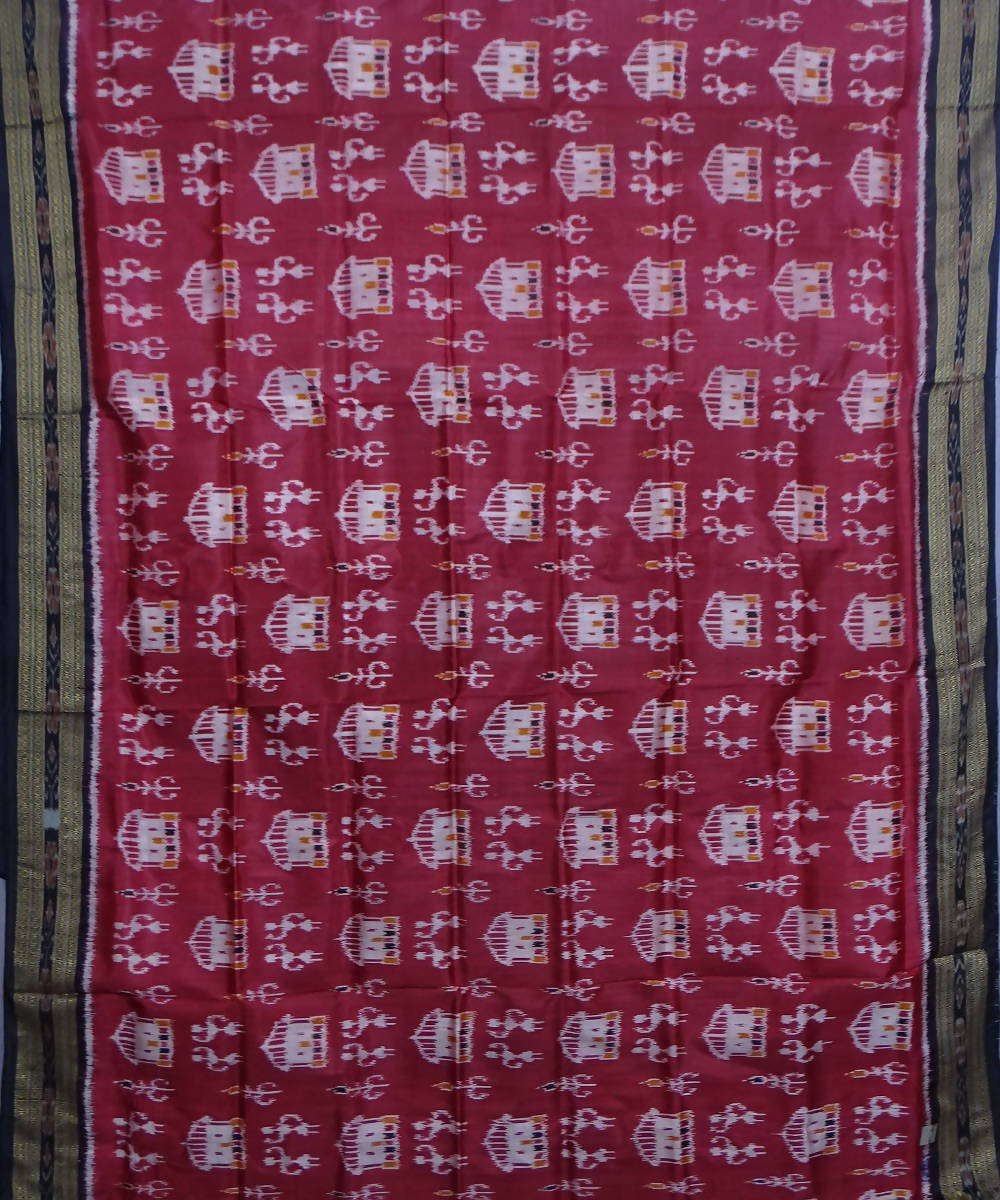 Magenta black handwoven silk khandua saree