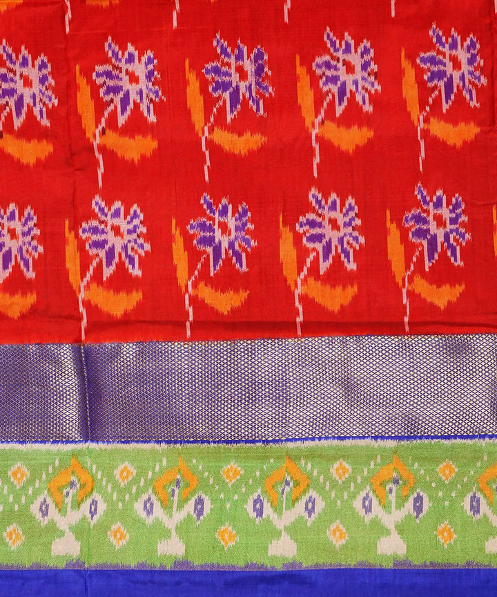 Red blue handloom silk pochampally saree