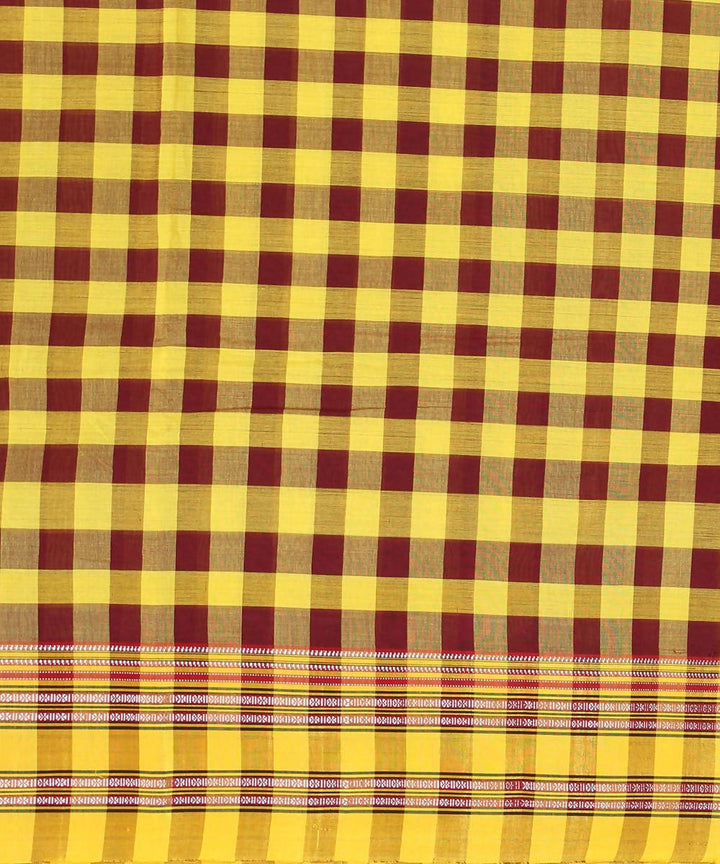 maroon yellow checks handwoven gomi teni border ilkal saree