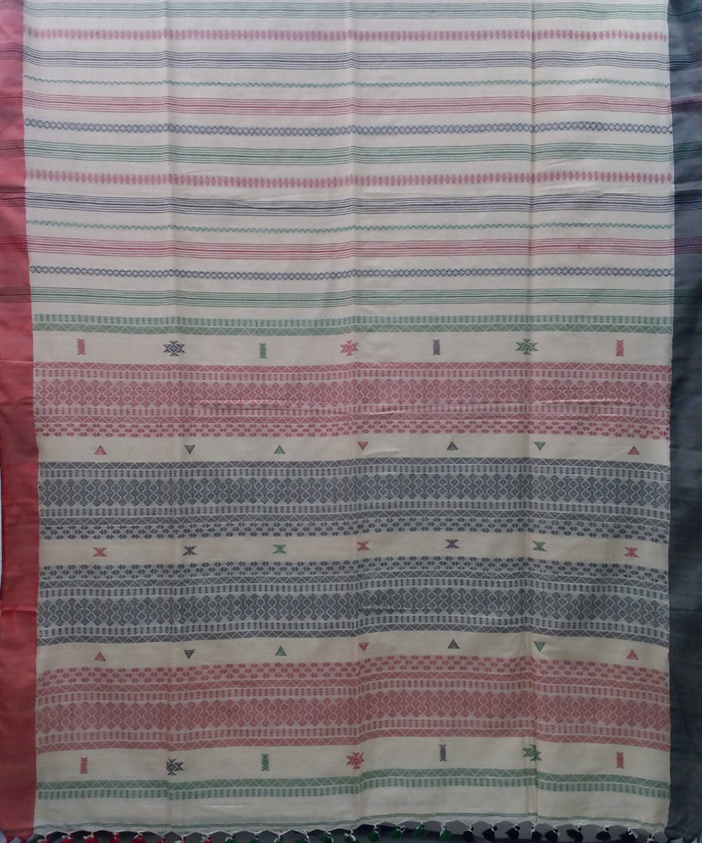 Bengal Beige Multicolor Handloom Cotton Saree