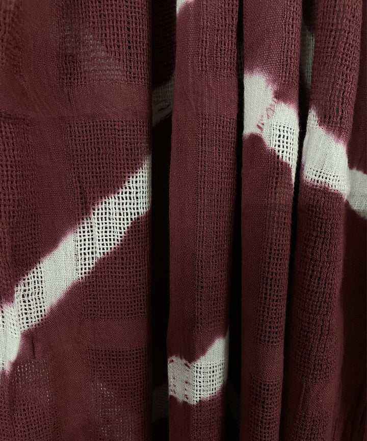 Maroon hand printed tie dye net cotton curtain set of 4