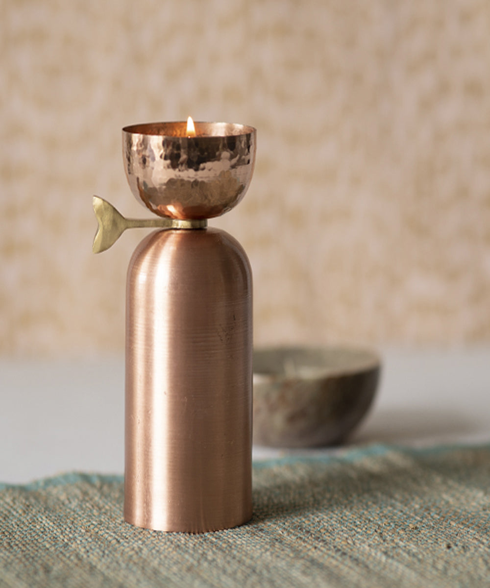 Handmade copper astra tall tealight