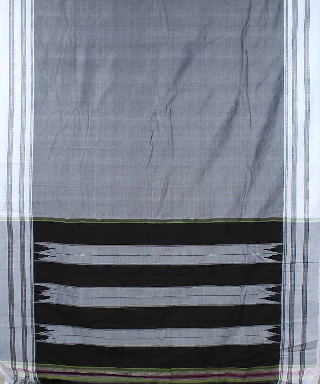 grey handwoven gomi dadi border ilkal saree