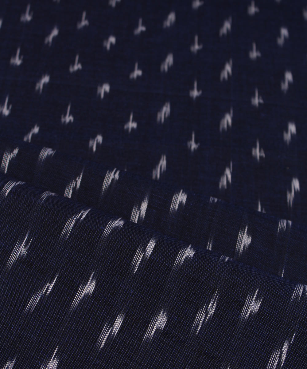 0.5m Handloom Indigo Blue White Ikat Cotton Fabric