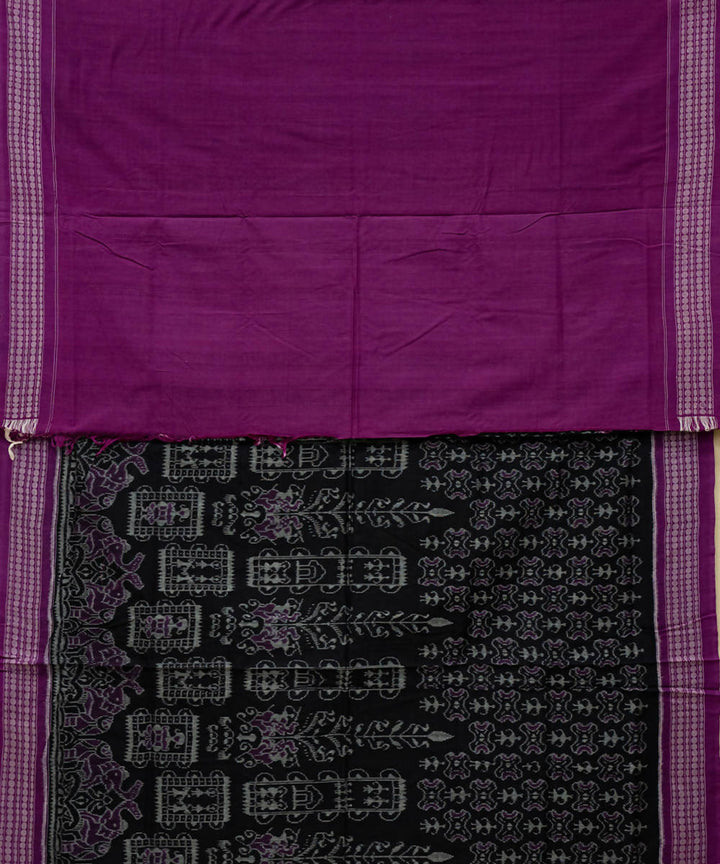 Black byzantine handloom cotton sambalpuri saree