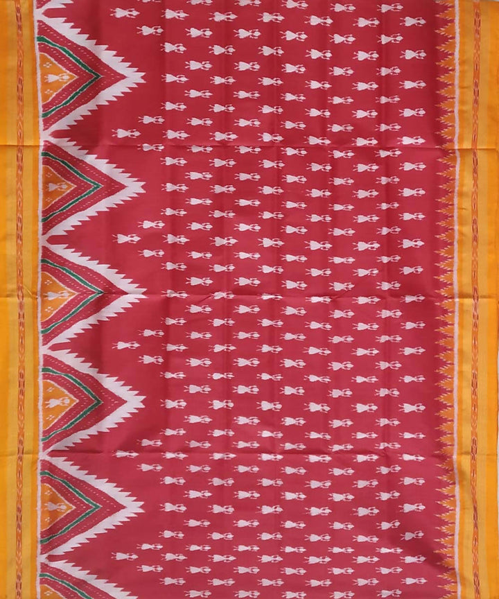 Amaranth red and mustard handwoven silk khandua saree