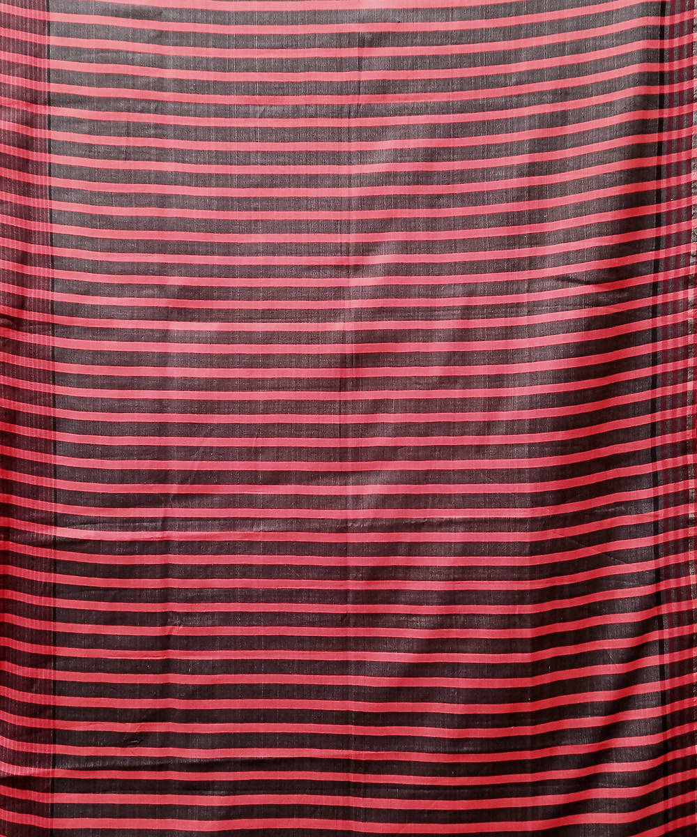 Black red handwoven extra weft cotton silk Saree
