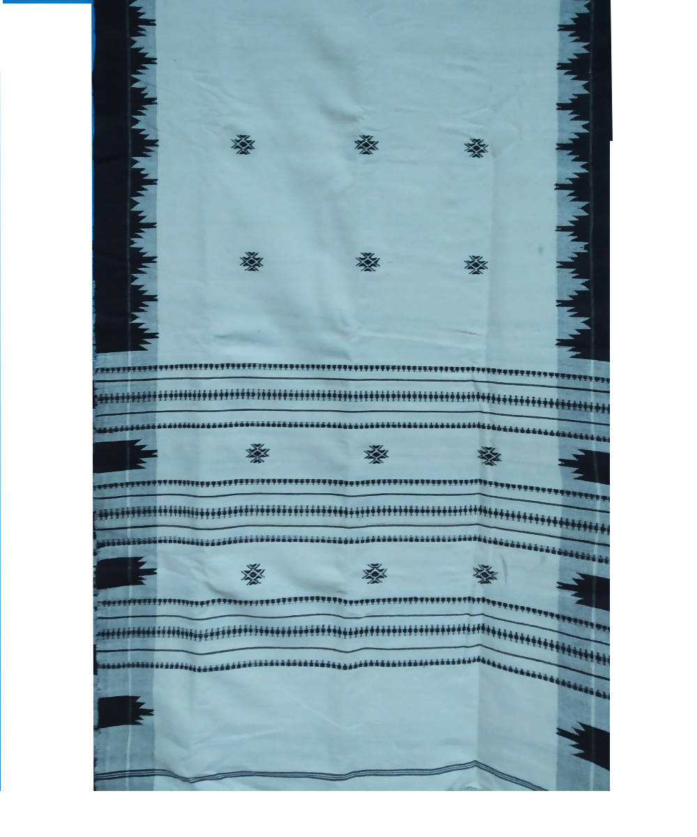 White and Black Natural Dye Handloom Kotpad Cotton Stole