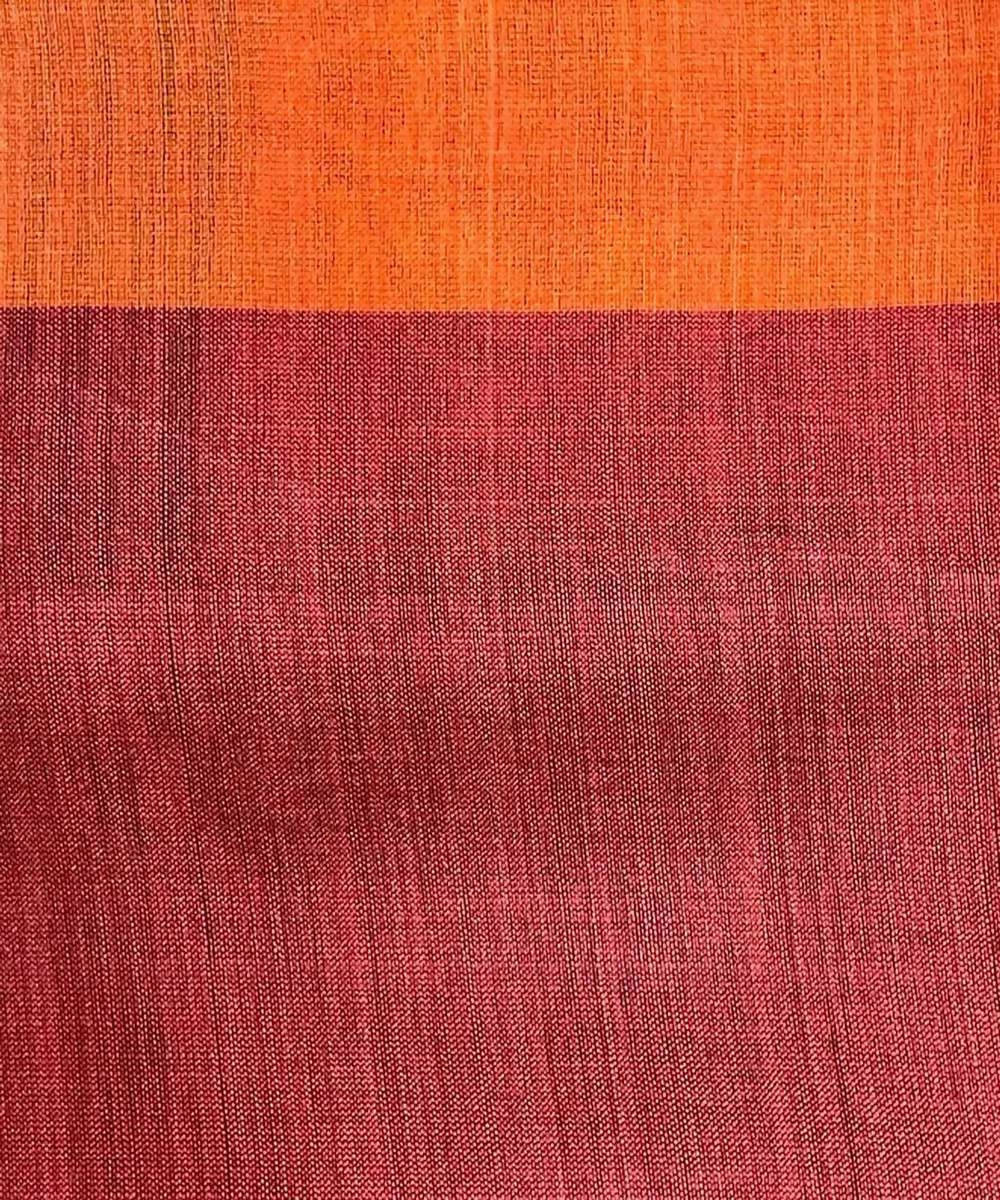 Black orange handwoven broad border tussar silk saree