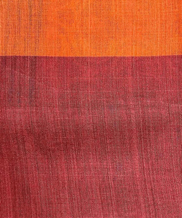 Black orange handwoven broad border tussar silk saree