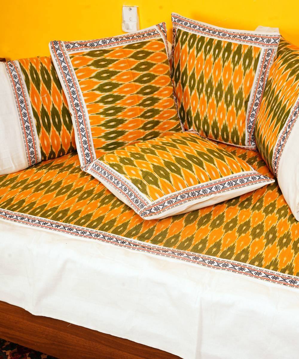 Yellow Handloom Pochampally Diwan Set