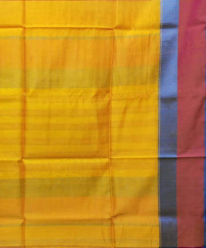 Mustard yellow handloom cotton silk maheshwari saree