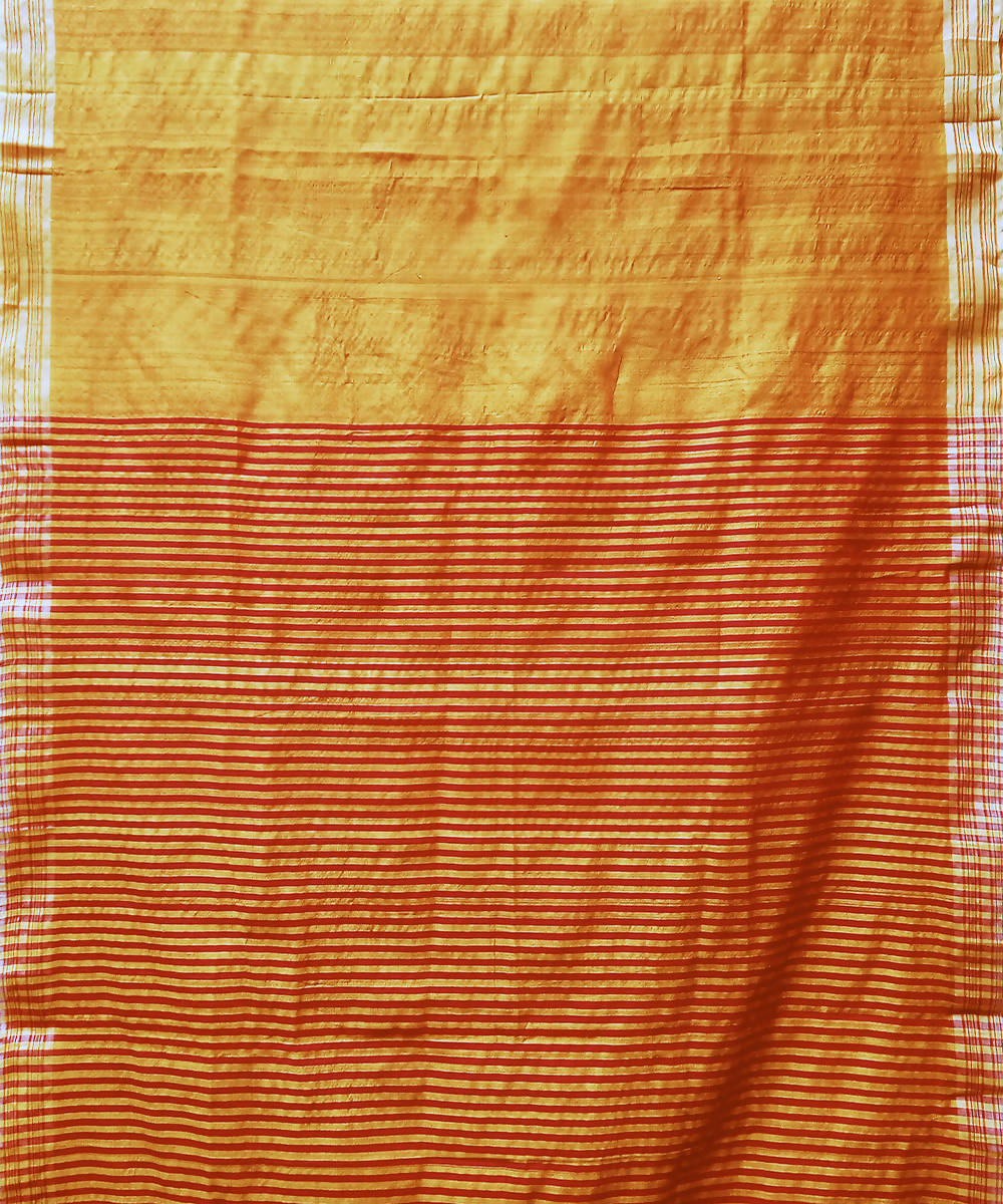 Yellow red handwoven silk baavanbuti saree