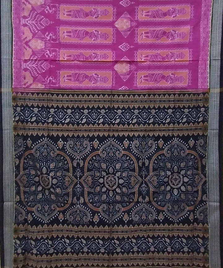 Byzantine violet black handwoven cotton sambalpuri saree