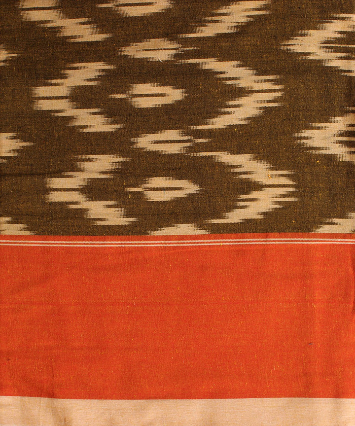 Olive green cotton handwoven pochampally ikat bedsheet