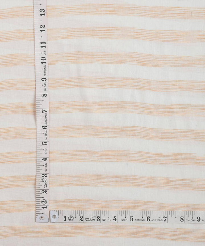 White yellow orange striped handwoven cotton fabric