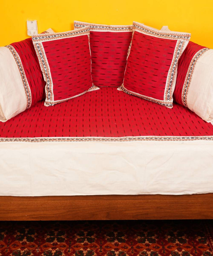 Red Handloom Pochampally Diwan Set