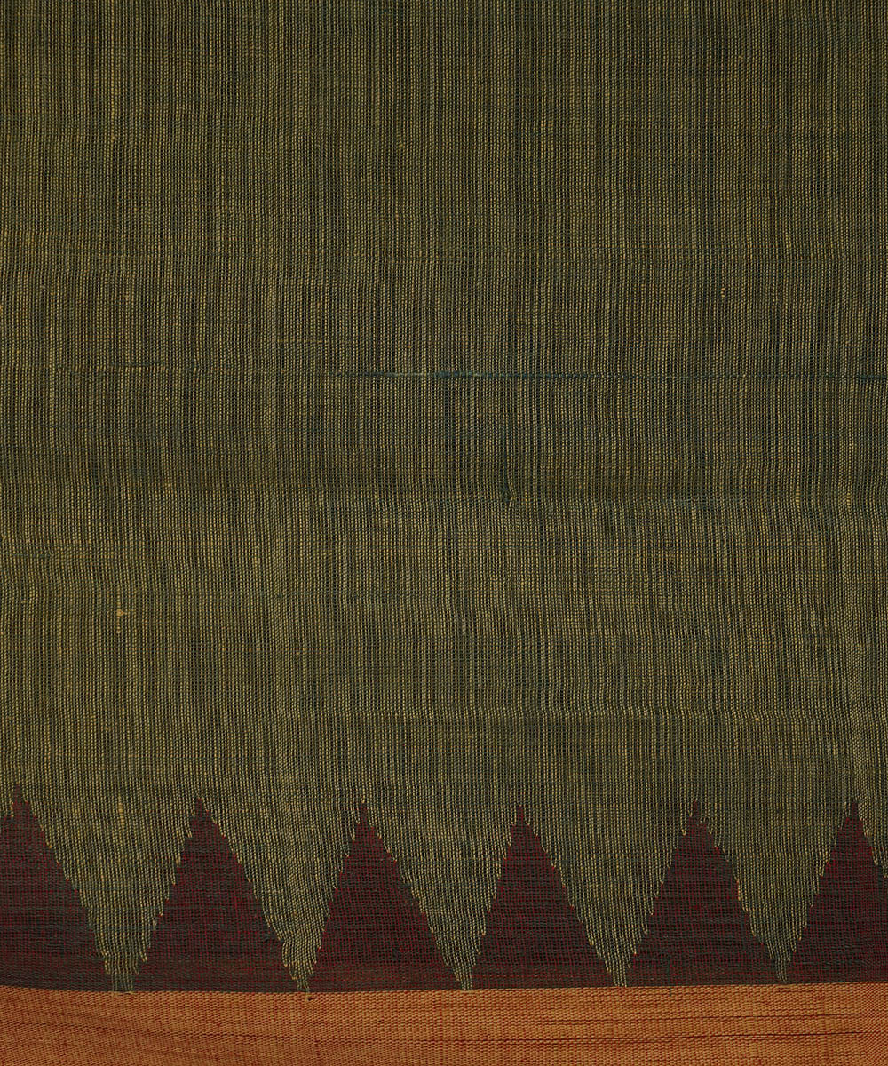 Moss green natural dyed cotton handwoven srikakulam kuppadam jamdani saree