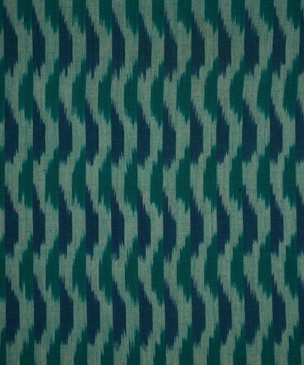 2.5m Green blue handwoven single ikat cotton pochampally kurta material