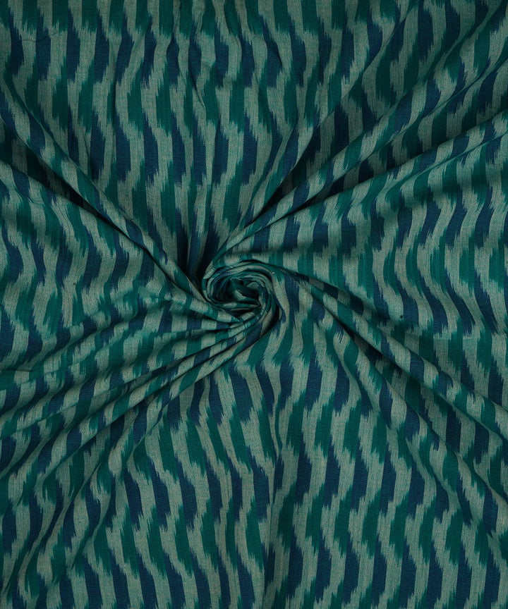 2.5m Green blue handwoven single ikat cotton pochampally kurta material