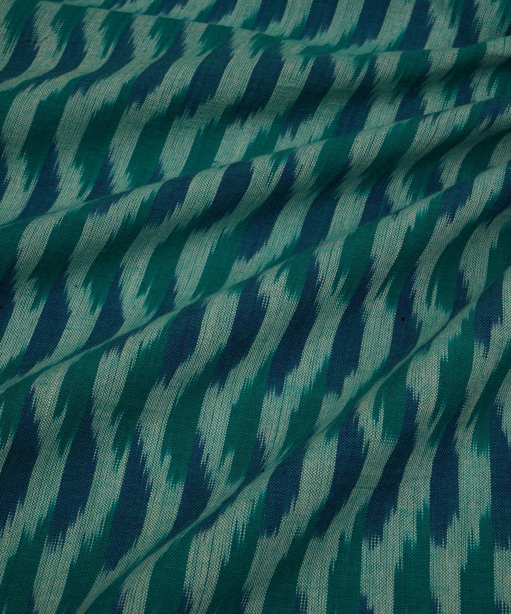 2.5m Green blue handwoven single ikat cotton pochampally kurta material