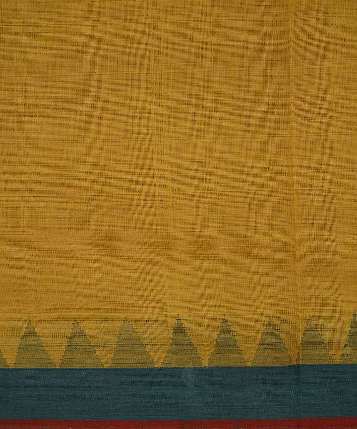 Mustard natural dyed cotton handwoven srikakulam kuppadam jamdani saree