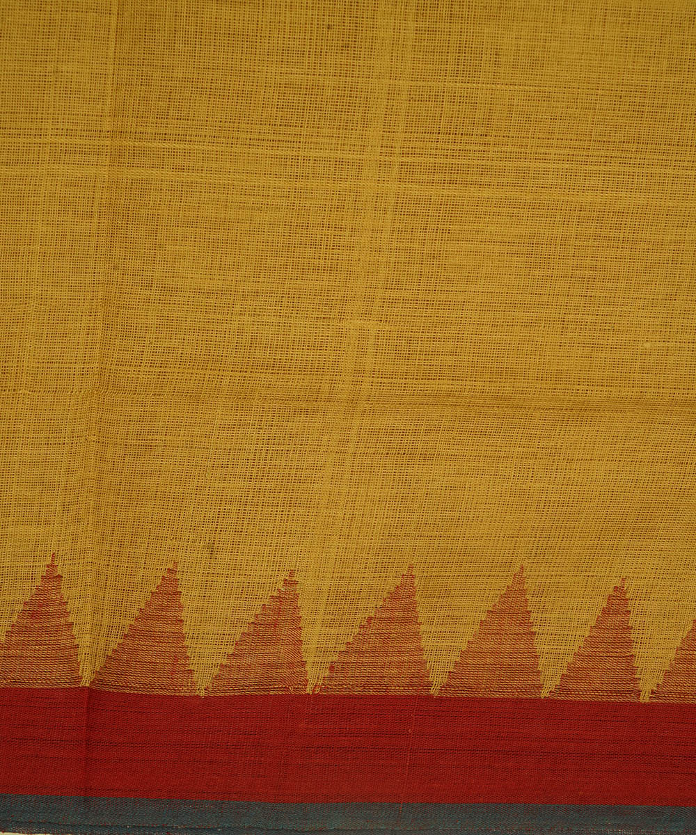 Mustard natural dyed cotton handwoven srikakulam kuppadam jamdani saree