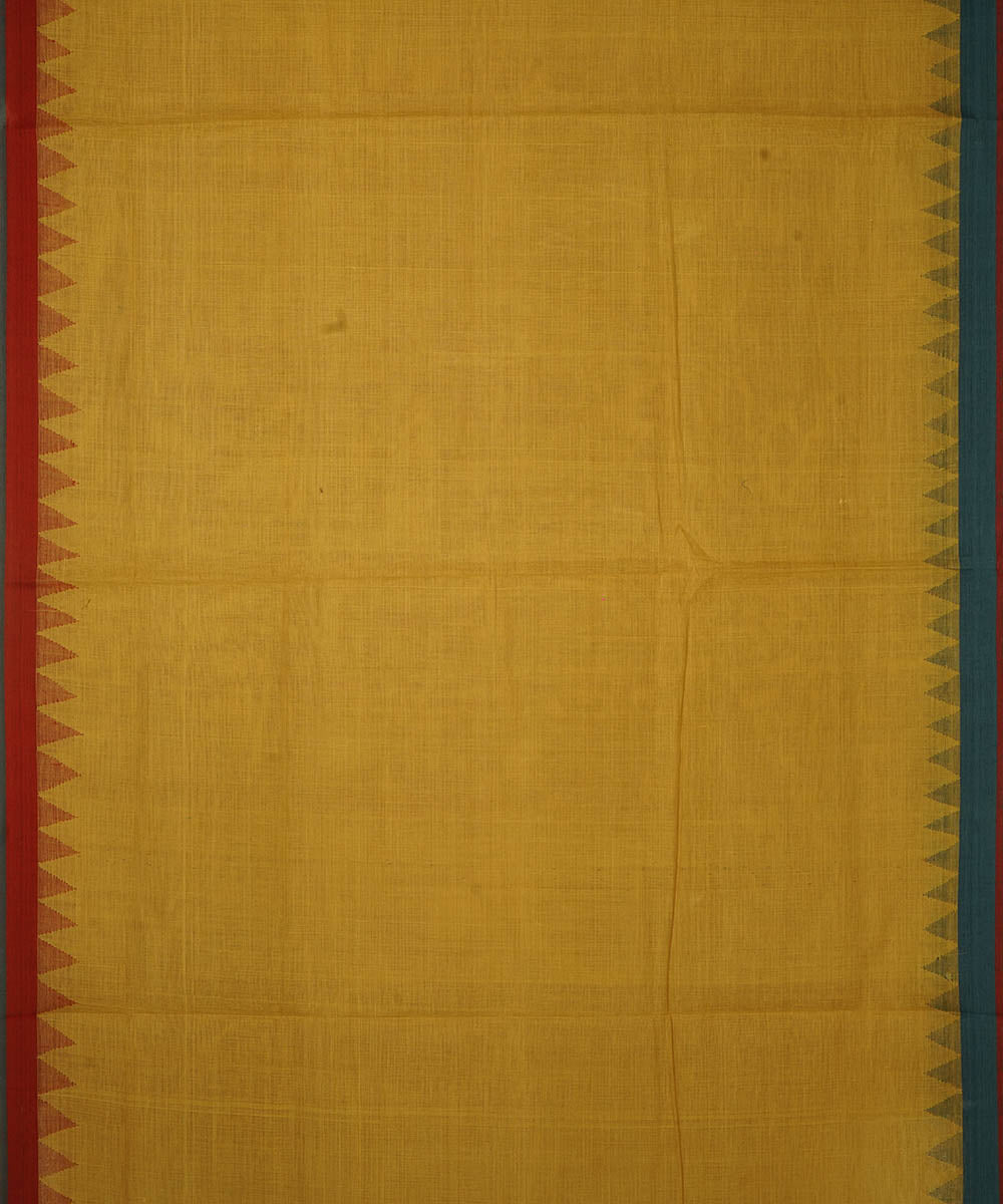 Mustard natural dyed cotton handwoven srikakulam kuppadam jamdani saree