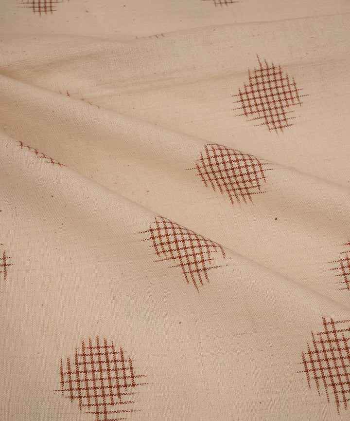 Light beige brown handwoven double ikat cotton pochampally fabric