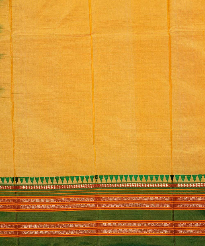 Yellow green handwoven narayanpet silk sari