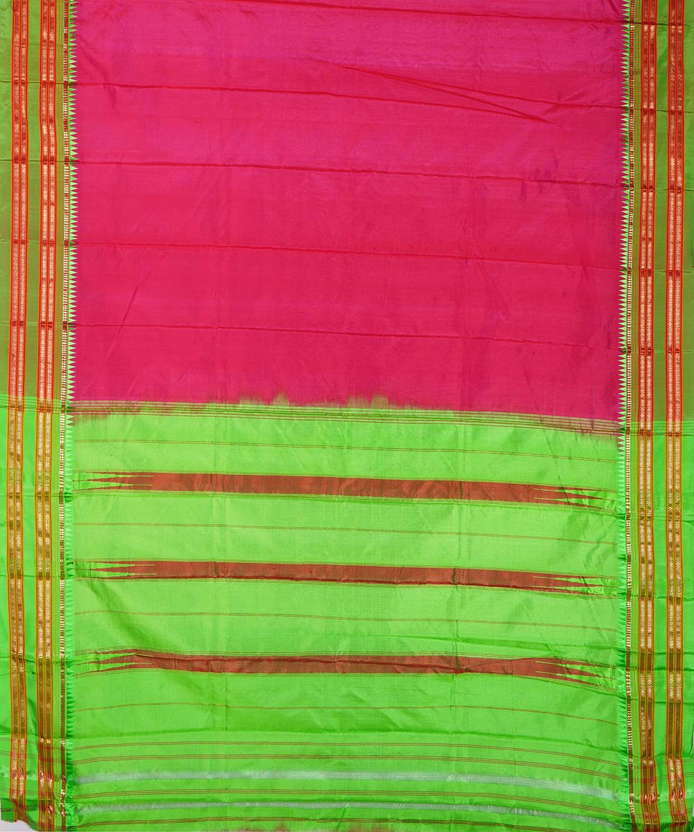 Pink handwoven silk narayanpet sari