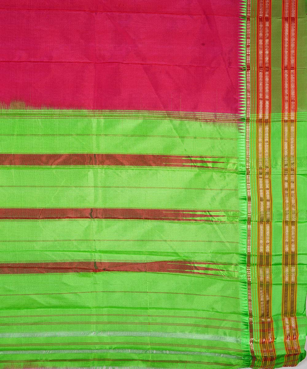 Pink handwoven silk narayanpet sari