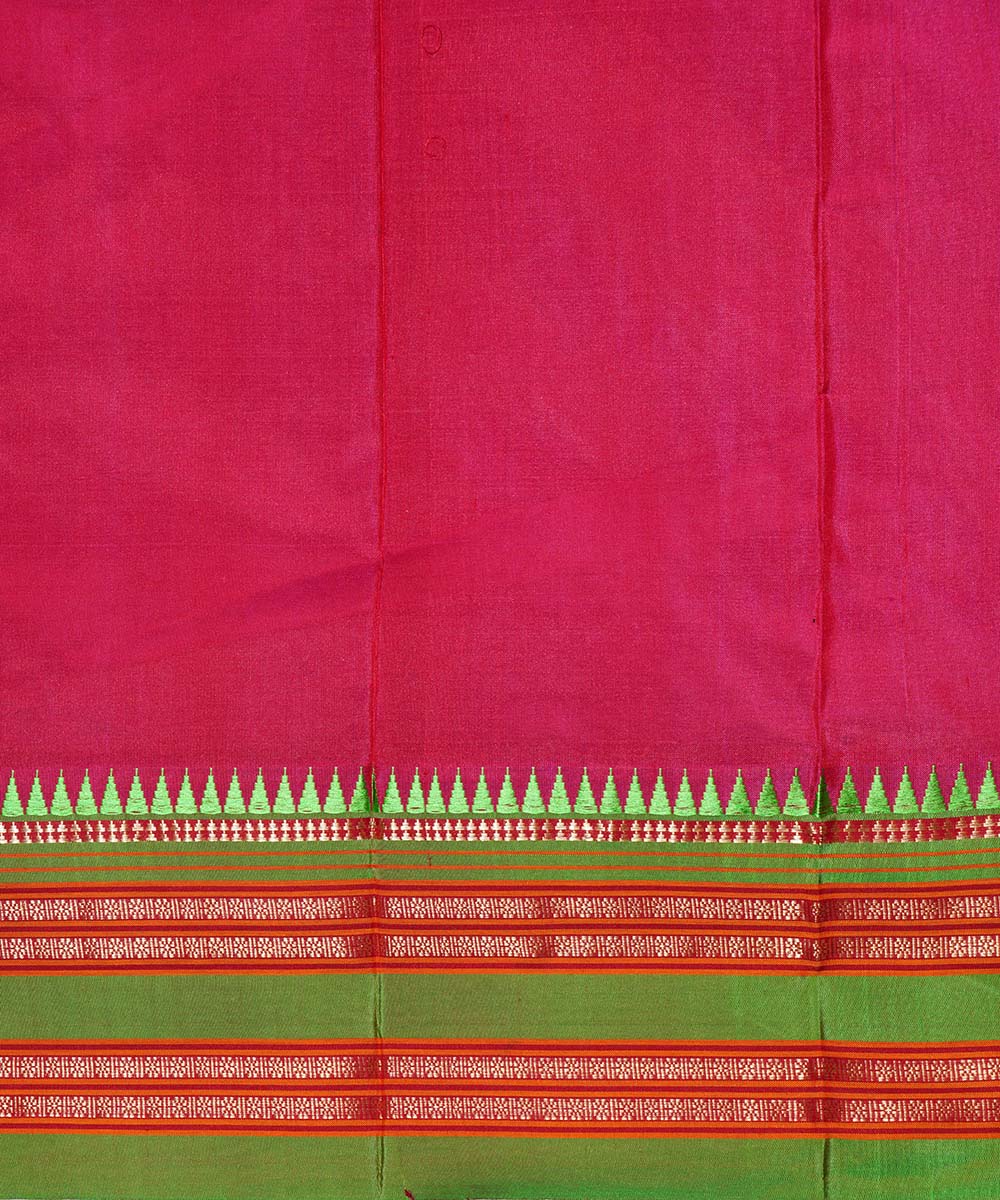 Pink handwoven silk narayanpet sari
