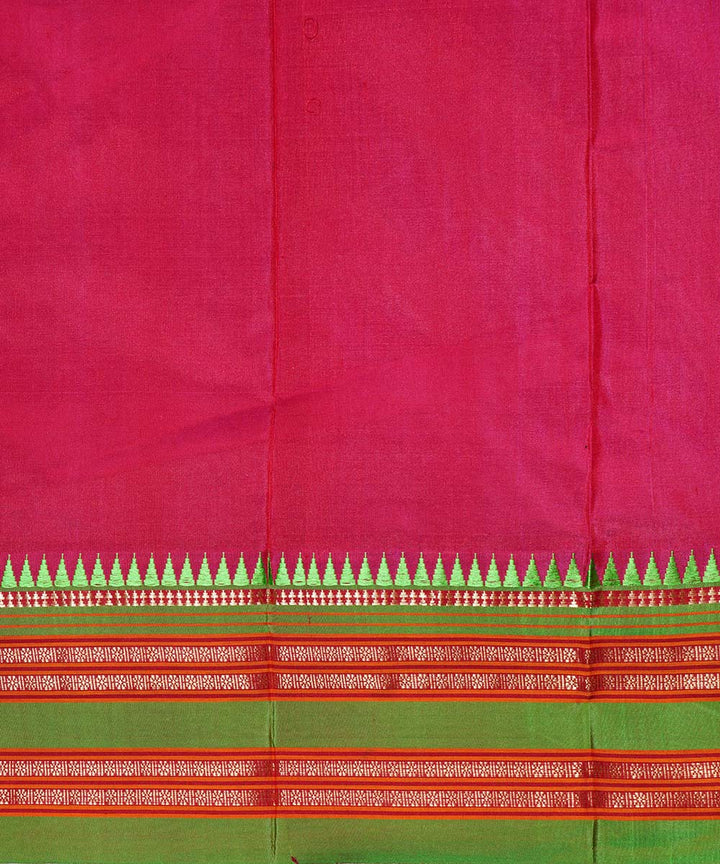Pink handwoven silk narayanpet sari