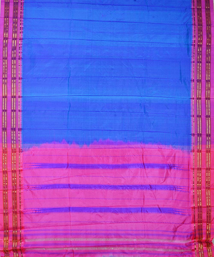 Royal blue handwoven narayanpet silk sari