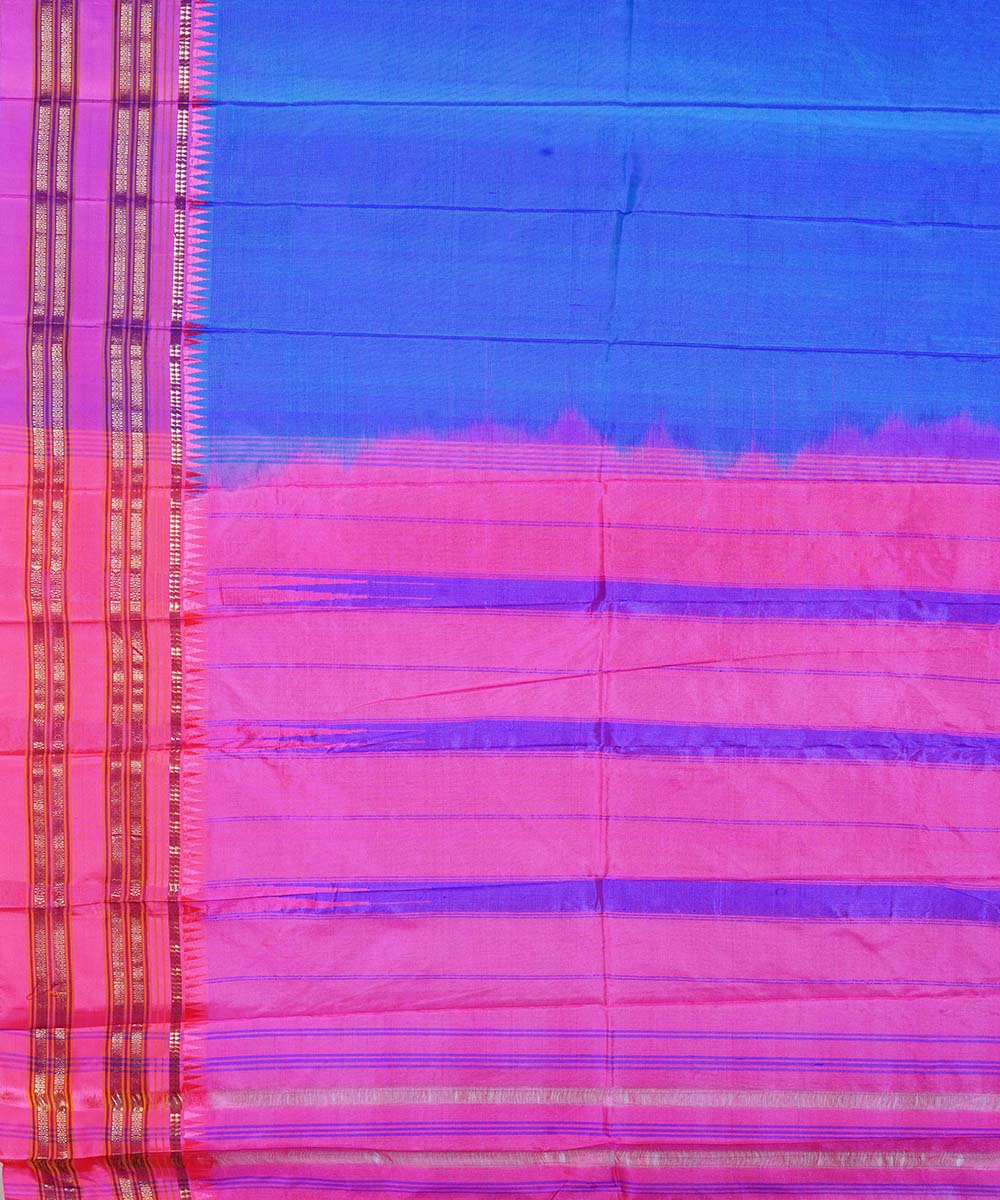 Royal blue handwoven narayanpet silk sari