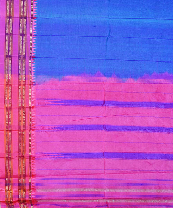 Royal blue handwoven narayanpet silk sari