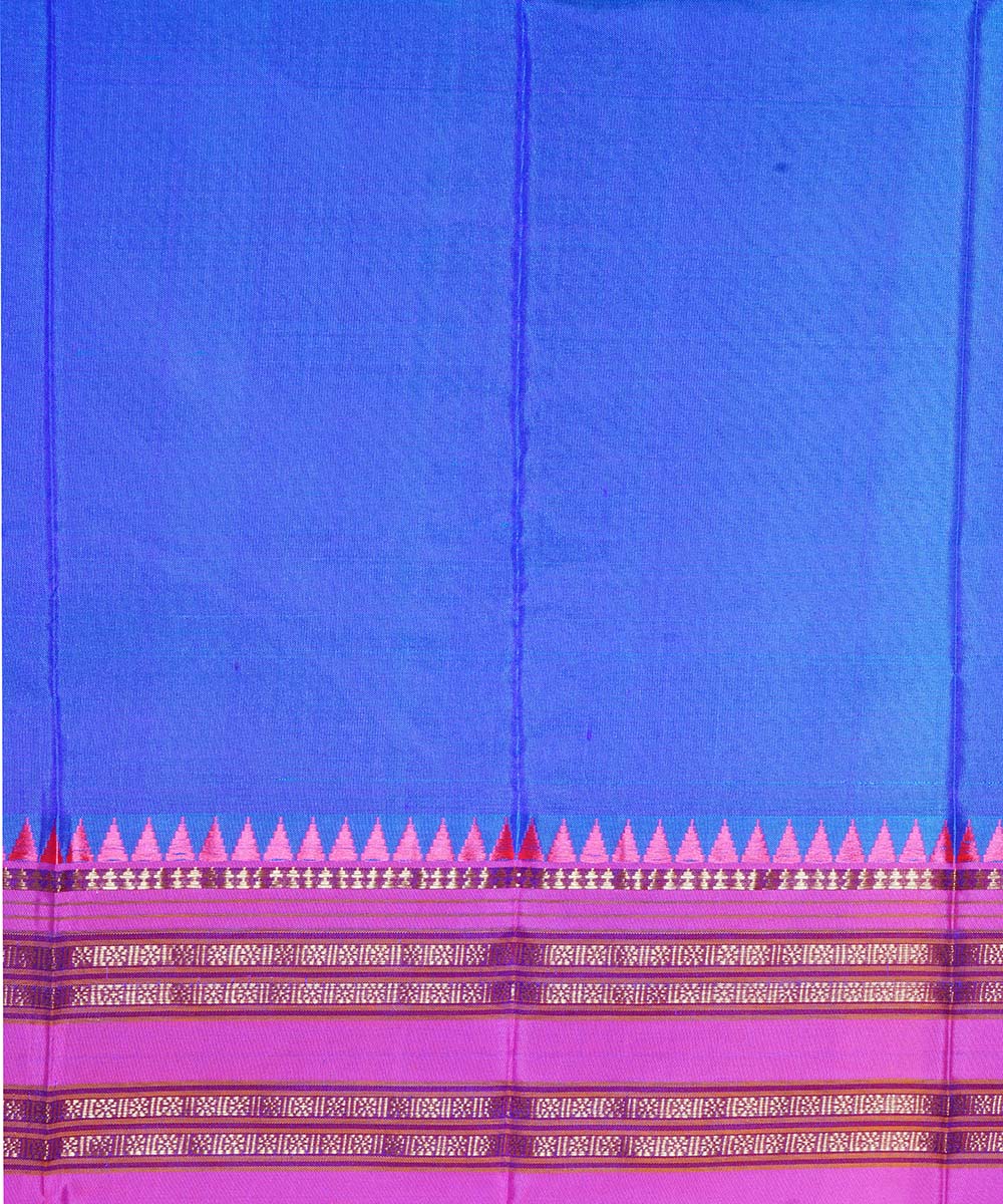 Royal blue handwoven narayanpet silk sari